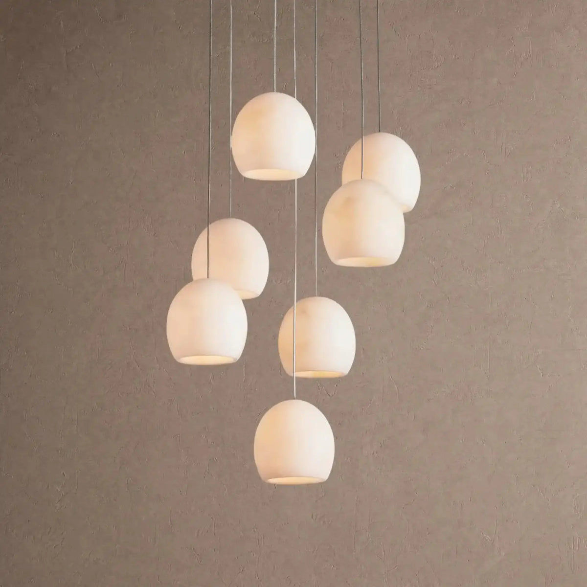 Arica Round Alabaster Chandelier Light - 7-Light