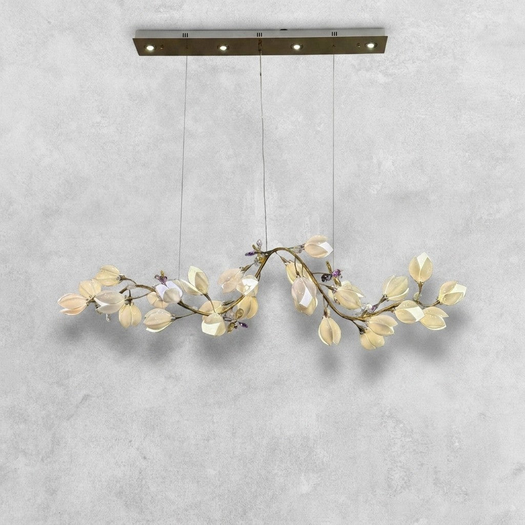 Art Design Creative Ceramic Magnolia Ring/Linear Chandelier for Bedroom/Living Room/Dining Room/Kitchen Island