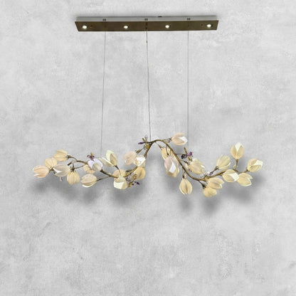 Art Design Creative Ceramic Magnolia Ring/Linear Chandelier for Bedroom/Living Room/Dining Room/Kitchen Island