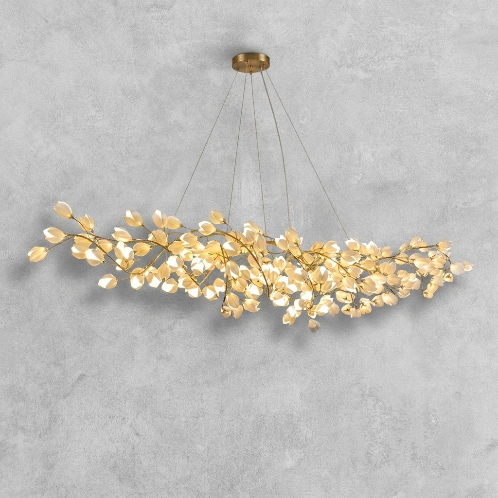 Art Design Creative Ceramic Magnolia Ring/Linear Chandelier for Bedroom/Living Room/Dining Room/Kitchen Island