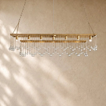 Aubray Rectangular Chandelier - Brass / 60“”