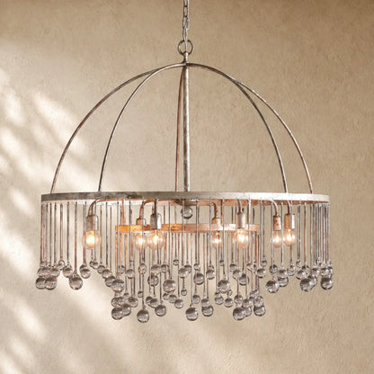 Aubray Round Chandelier - Silver / 2-Tier 5-Light