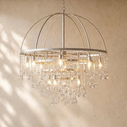 Aubray Round Chandelier - Silver / 4-Tier 8-Light