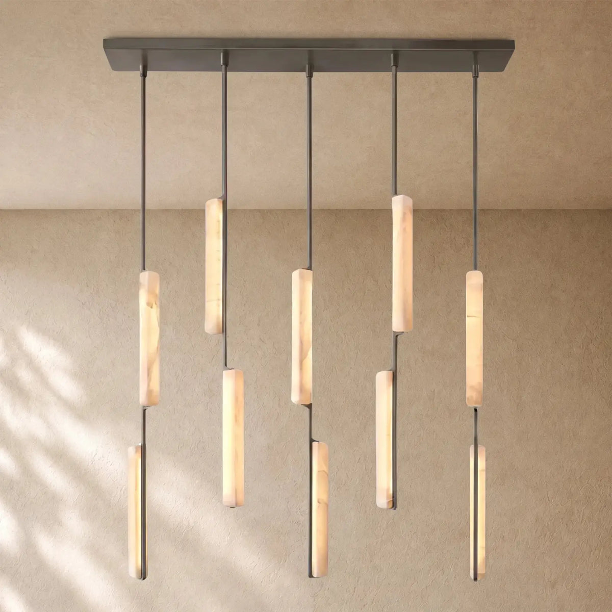 Audubom Alabaster Linear Chandelier - Bronze / Classic