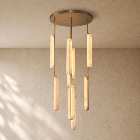 Audubom Alabaster Round Chandelier - 24’’ / Brass / Classic