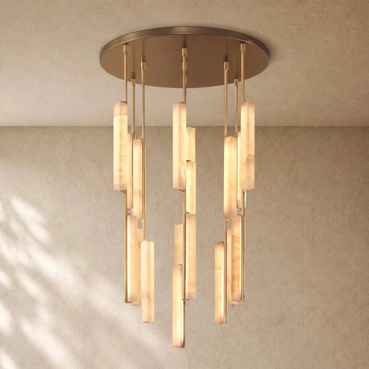 Audubom Alabaster Round Chandelier - 40’’ / Brass / Classic