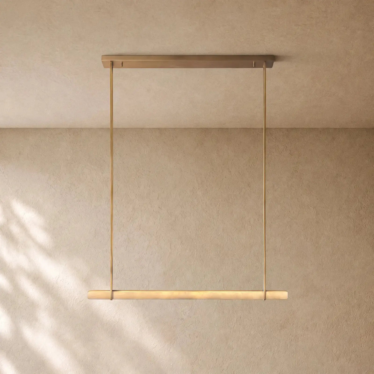 Audubom Alabaster Single Bar Linear Chandelier - Brass / Classic