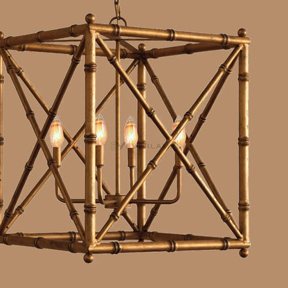 Bexley Bamboo-Style Geometric Lantern Chandelier