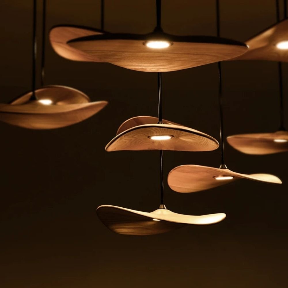 Bidi Multi Light Pendant Chandelier - Light WoodRound 10 Lighteverlamps