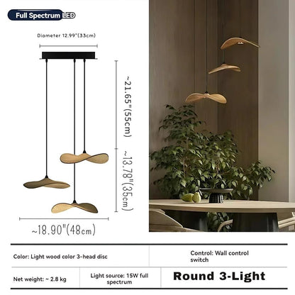 Bidi Multi Light Pendant Chandelier - Light WoodRound 3 Lighteverlamps
