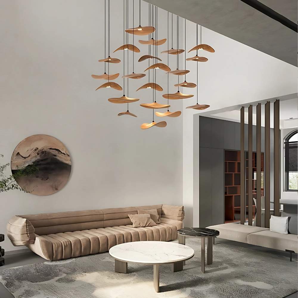 Bidi Multi Light Pendant Chandelier - Light WoodRound 16 Lighteverlamps