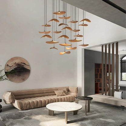 Bidi Multi Light Pendant Chandelier - Light WoodRound 16 Lighteverlamps