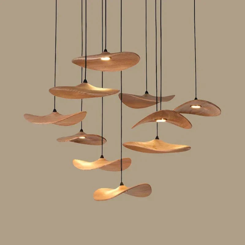 Bidi Multi Light Pendant Chandelier - Light WoodRound 10 Lighteverlamps