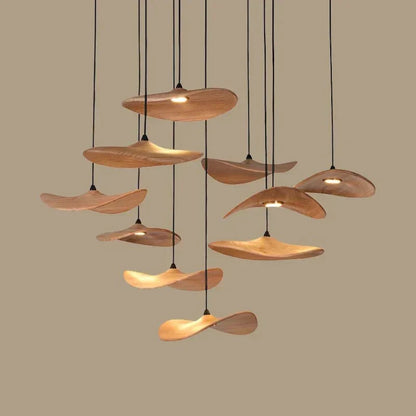 Bidi Multi Light Pendant Chandelier - Light WoodRound 10 Lighteverlamps