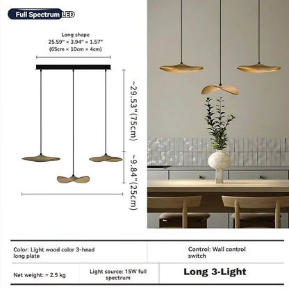 Bidi Multi Light Pendant Chandelier - Light WoodLong 3 Lighteverlamps