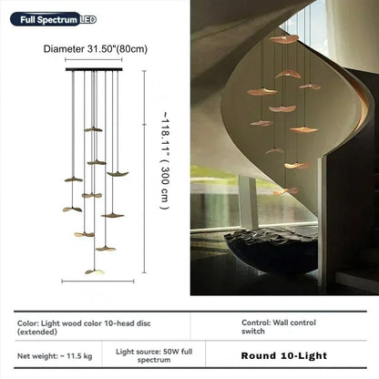 Bidi Multi Light Pendant Chandelier - Light WoodLong 7 Lighteverlamps