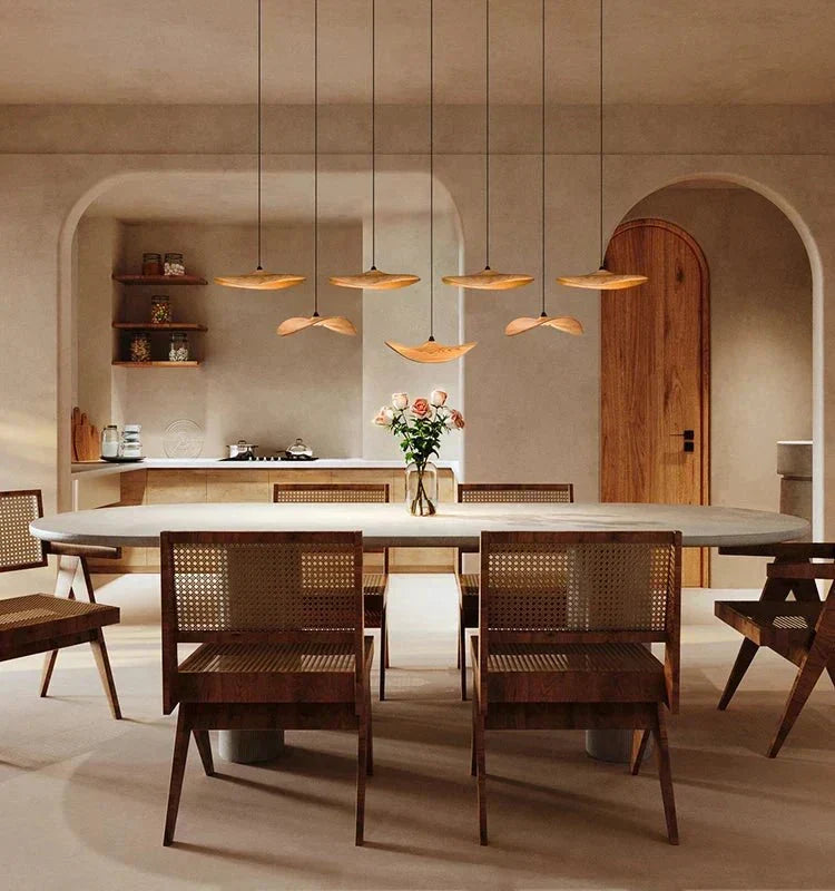 Bidi Multi Light Pendant Chandelier - Dark WoodLong 7 Lighteverlamps