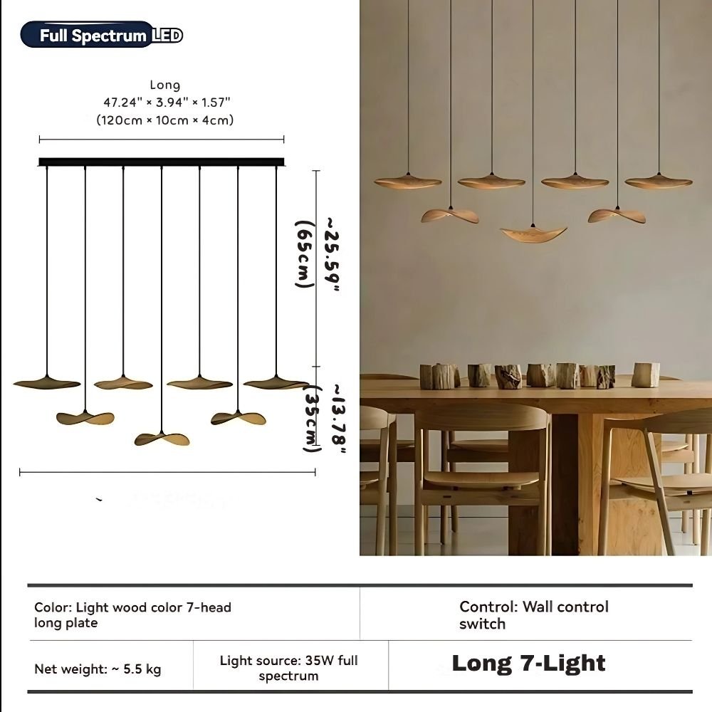 Bidi Multi Light Pendant Chandelier - Light WoodLong 7 Lighteverlamps