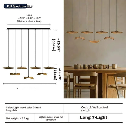 Bidi Multi Light Pendant Chandelier - Light WoodLong 7 Lighteverlamps