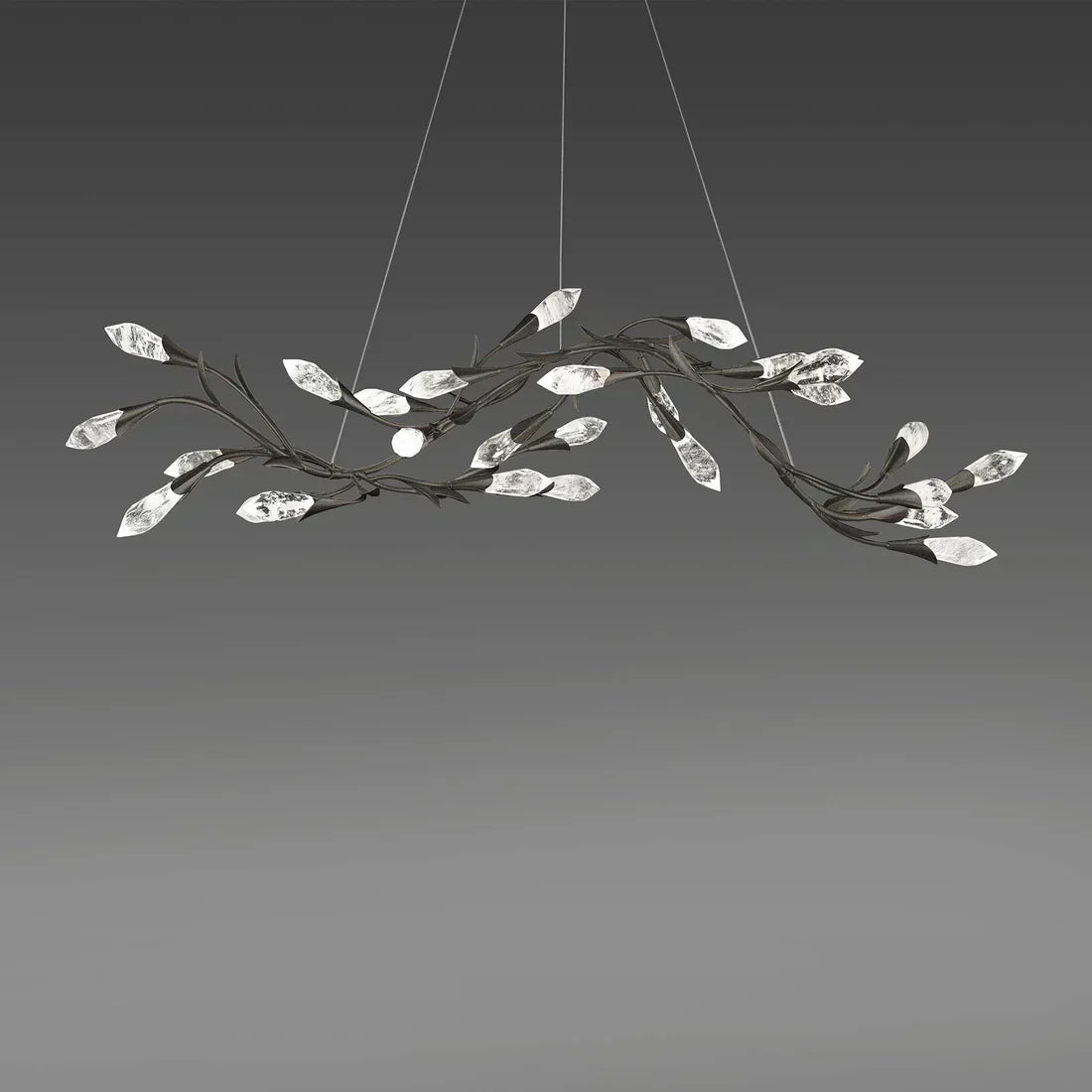 Modern Linear/Round Floral Branches Crystal Chandelier
