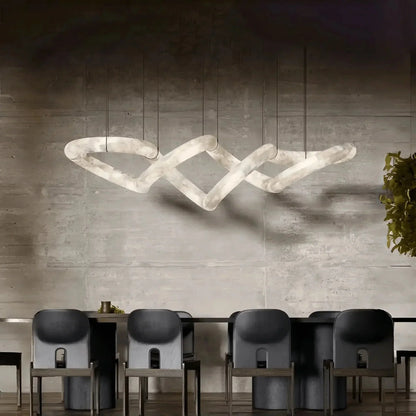 everlamps Infinity Massive Alabaster Chandelier - L96"xW31"xH24"Warm WhiteBlackeverlamps