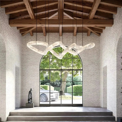 everlamps Infinity Massive Alabaster Chandelier - L96"xW31"xH24"Warm WhiteBlackeverlamps