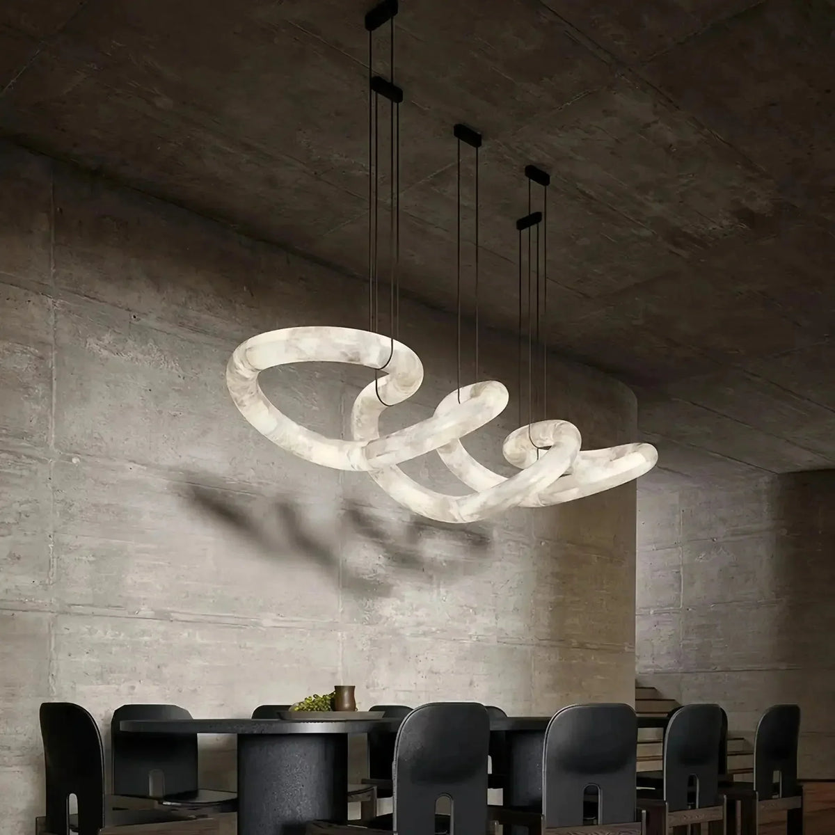 everlamps Infinity Massive Alabaster Chandelier - L96"xW31"xH24"Warm WhiteBlackeverlamps