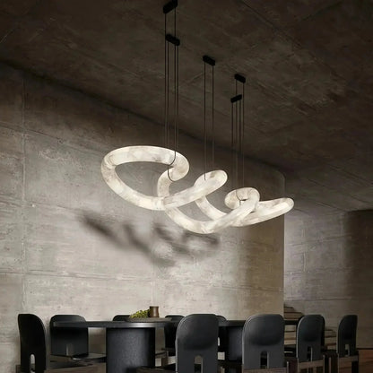 everlamps Infinity Massive Alabaster Chandelier - L96"xW31"xH24"Warm WhiteBlackeverlamps
