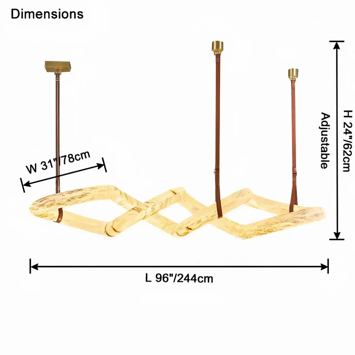 everlamps Infinity Massive Alabaster Chandelier - L96"xW31"xH24"Warm WhiteBlackeverlamps