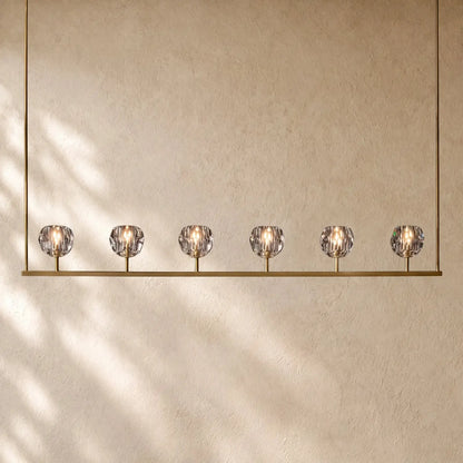 Boulee de Cristal Glass Linear Chandelier 48’’ 60’’ - 60’’ / Lacquered Brass / Clear