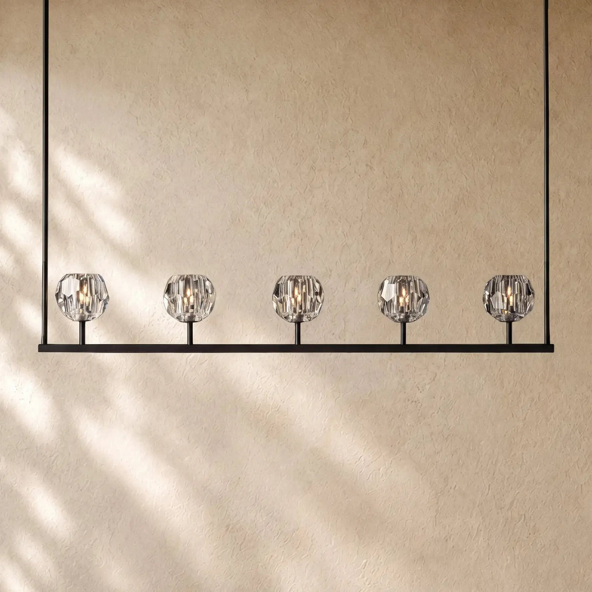 Boulee de Cristal Glass Linear Chandelier 48’’ 60’’ - 48’’ / Matte Black / Clear