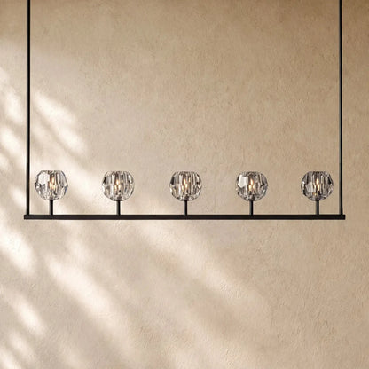 Boulee de Cristal Glass Linear Chandelier 48’’ 60’’ - 48’’ / Matte Black / Clear