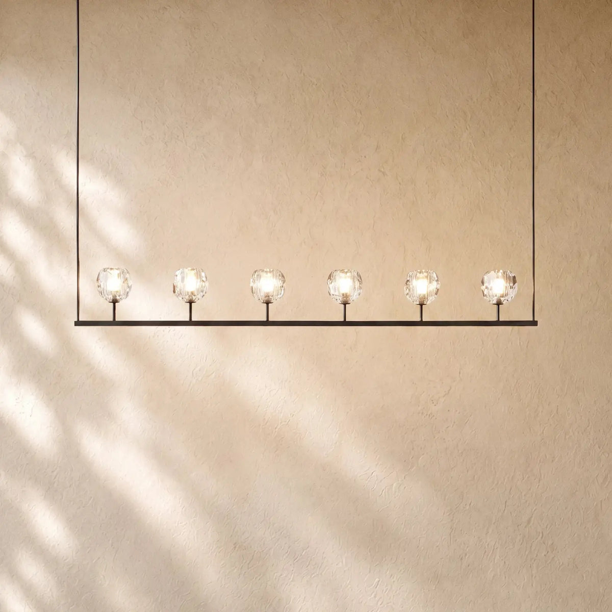Boulee de Cristal Glass Linear Chandelier 48’’ 60’’ - 60’’ / Polished Nickel / Clear