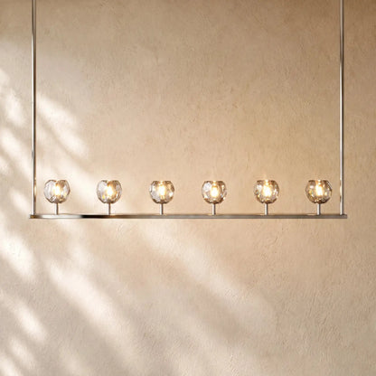 Boulee de Cristal Glass Linear Chandelier 48’’ 60’’ - 60’’ / Polished Nickel / Smoked