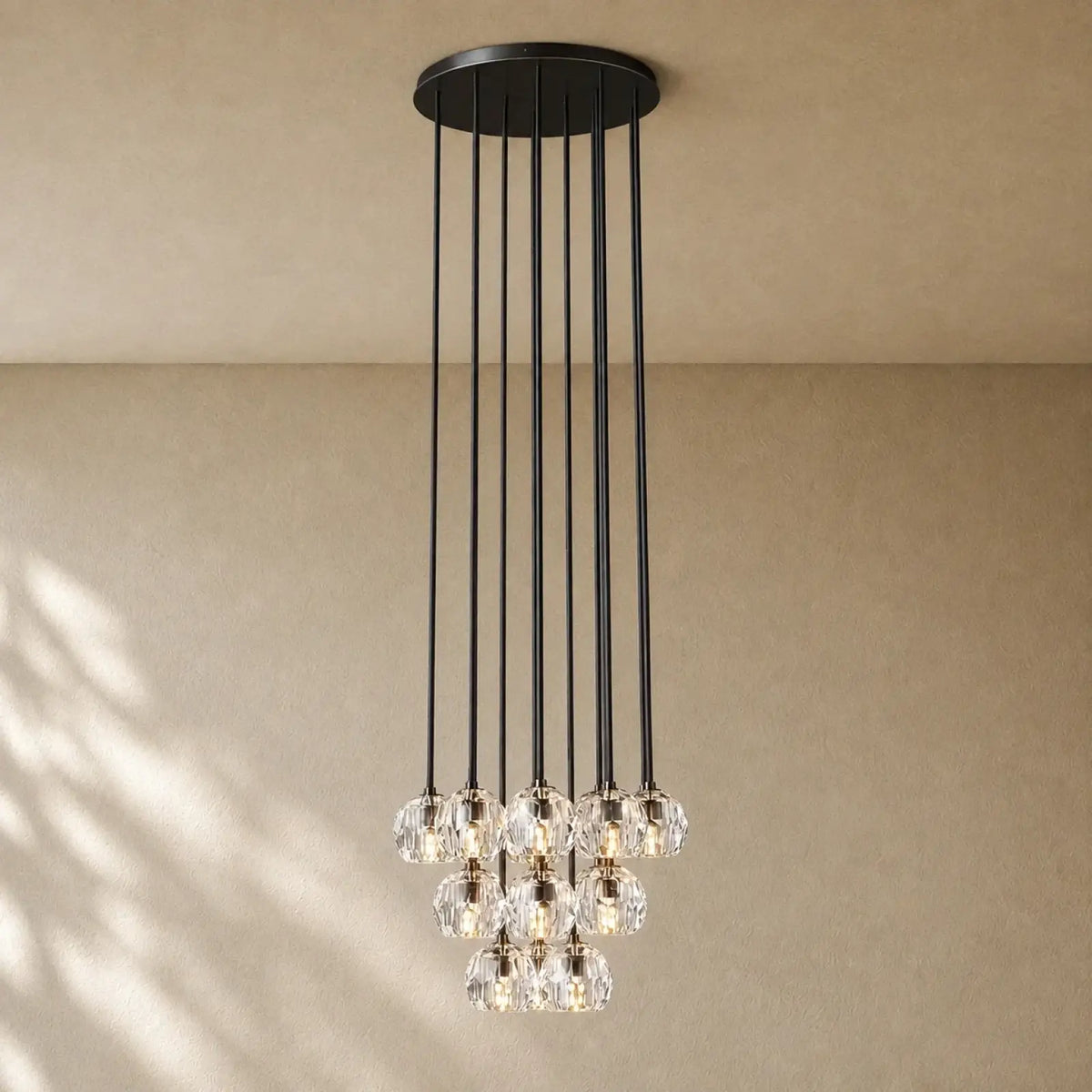 Boulee de Cristal Glass Round Cluster Chandelier - Bronze / 19’’ / Clear