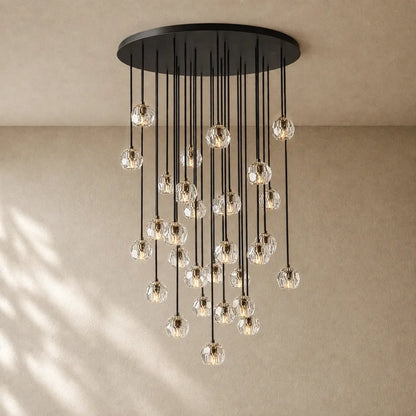 Boulee de Cristal Glass Round Cluster Chandelier - Bronze / 40’’ / Clear
