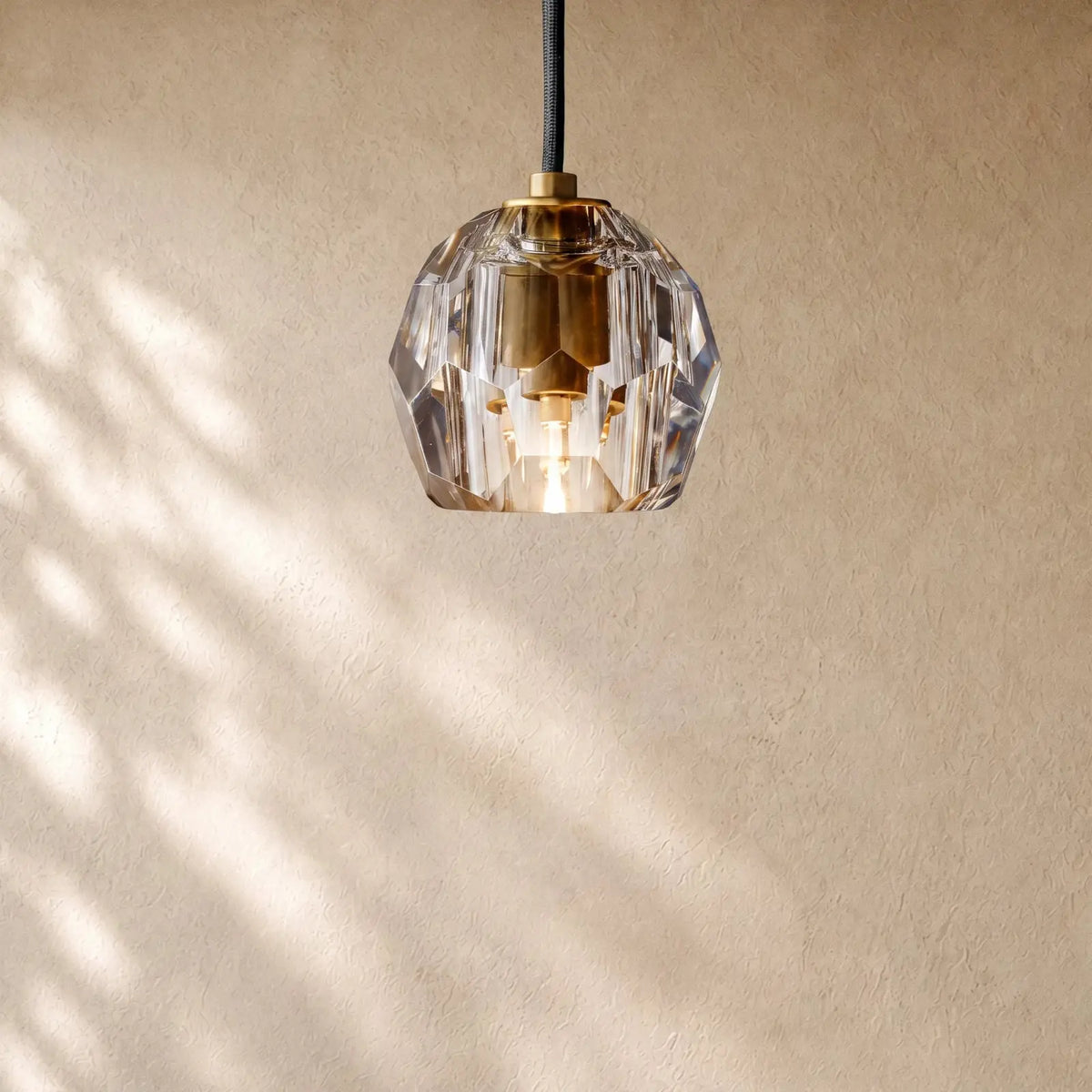 Boulee de Cristal Pendant Light - Lacquered Brass / Smoked / Cord