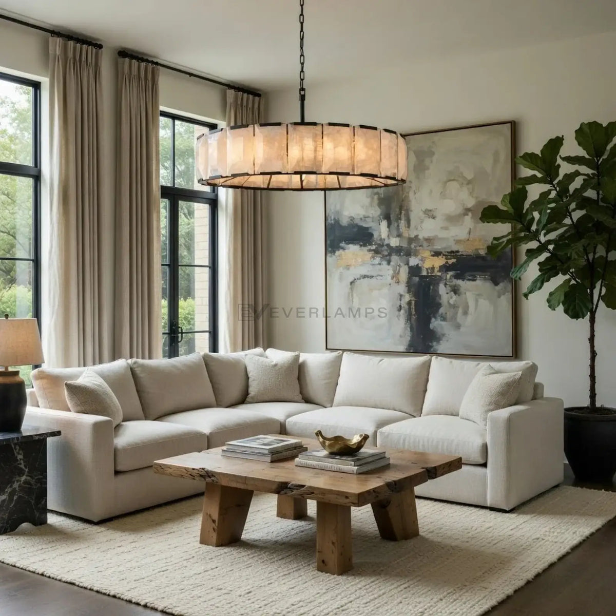 Brookhill Alabaster Round Chandelier 43’’ - Chandelier