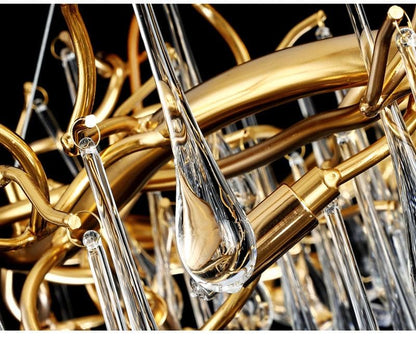 Teardrop Branch Round Long Tear Crystal Chandelier