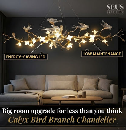 Calyx Bird Branch Chandelier for Dining Room - Copper49.2" (125cm)Warm White 3000Keverlamps