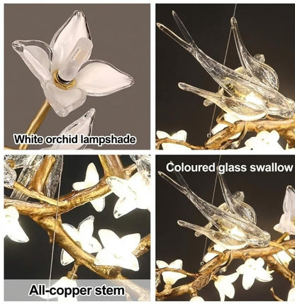 Calyx Bird Branch Chandelier for Dining Room - Copper49.2" (125cm)Warm White 3000Keverlamps