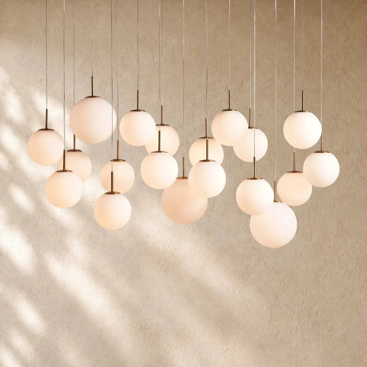 Casenin Modern Linear Chandelier - 65’’ 19-Light / Matte Opal