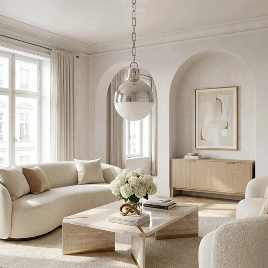 Caspian Chrome Frosted Glass Pendant Light