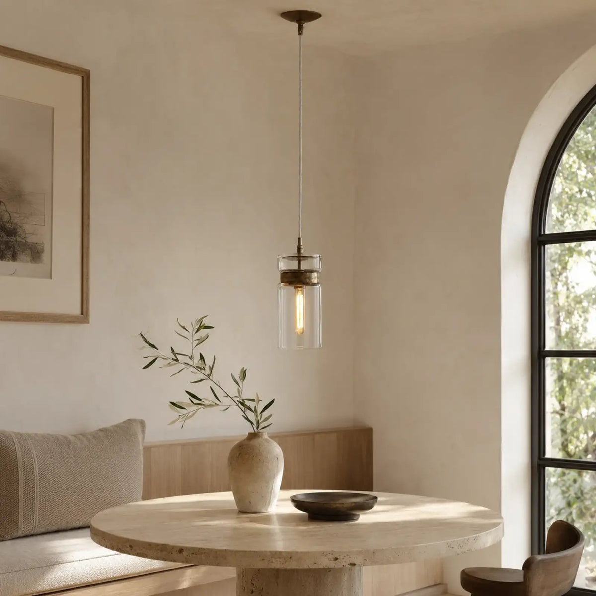 Celia Clear Glass Cylinder Pendant Light