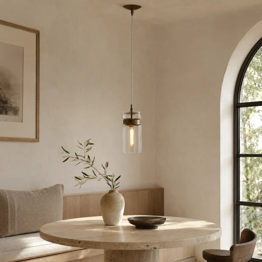Celia Clear Glass Cylinder Pendant Light