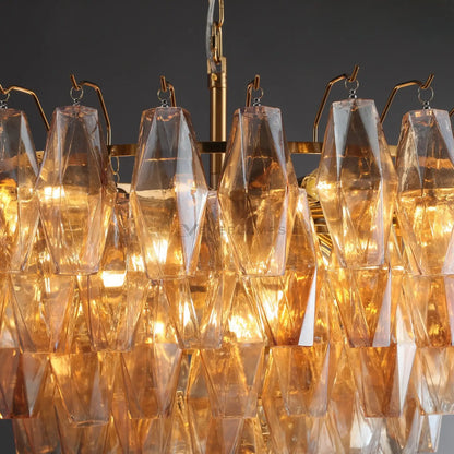 Cyra Glass Tiered Round Chandelier