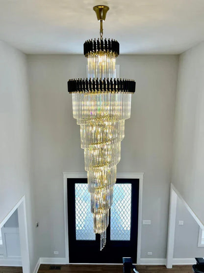 Classic Large Multi-layered Spiral Crystal Chandelier for Foyer/ Staircase