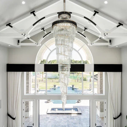 Classic Large Multi-layered Spiral Crystal Chandelier for Foyer/ Staircase