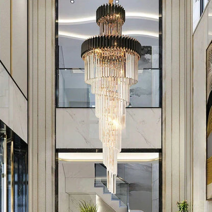 Classic Large Multi-layered Spiral Crystal Chandelier for Foyer/ Staircase
