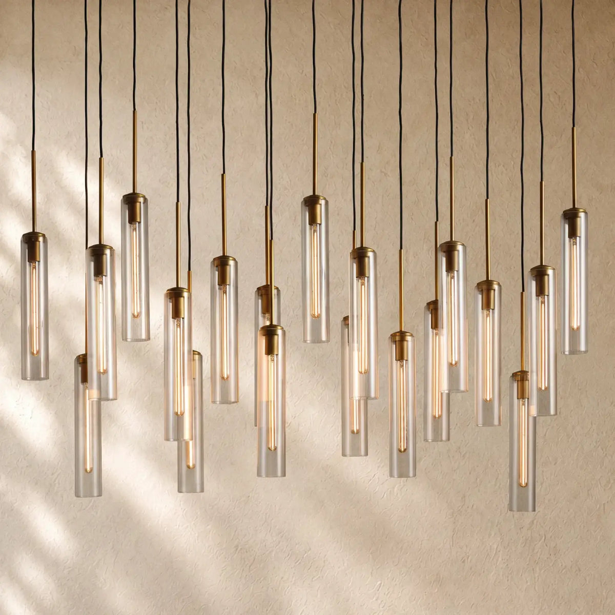 Collane Linear Glass Chandelier - Fluted Glass